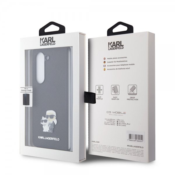 Karl Lagerfeld Samsung Galaxy Z Fold 5 Cover NFT Karl & Choupette Pin Saffiano Sort