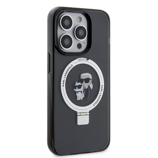 Karl Lagerfeld iPhone 15 Plus Cover Ring Stand MagSafe Sort