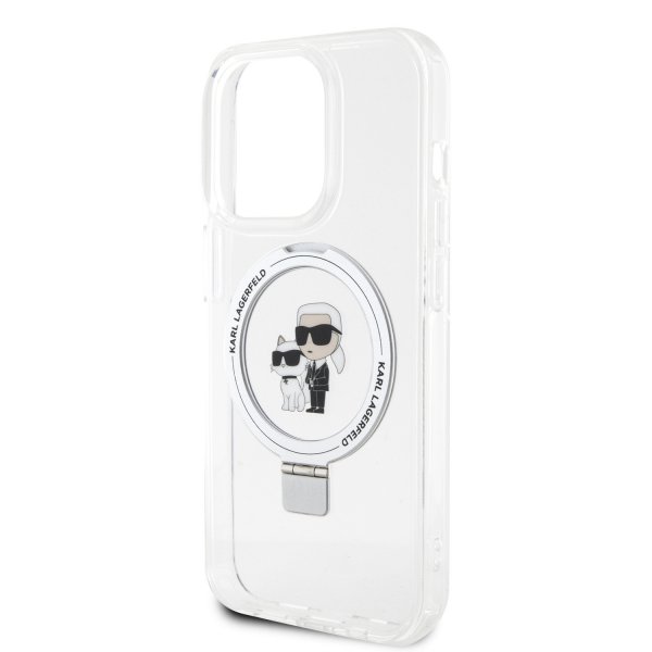 Karl Lagerfeld iPhone 15 Cover Ring Stand MagSafe Hvid