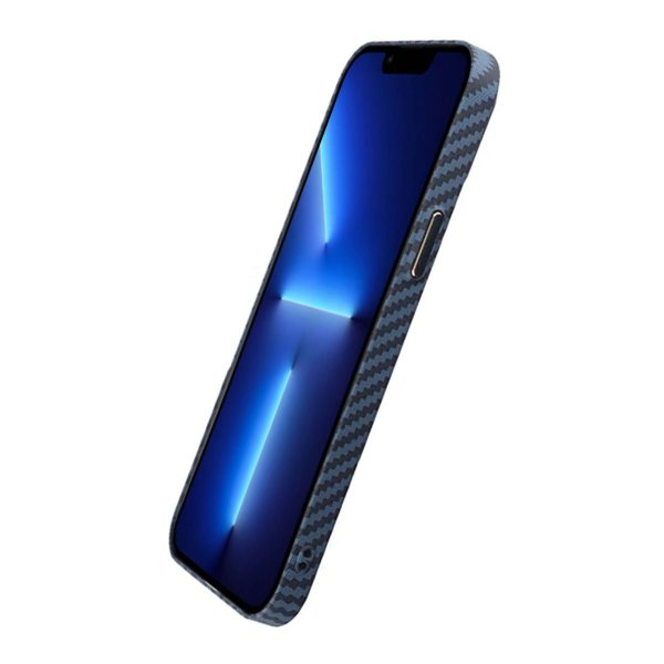 iPhone 12 Pro Max Cover Kulfibermønster Blå