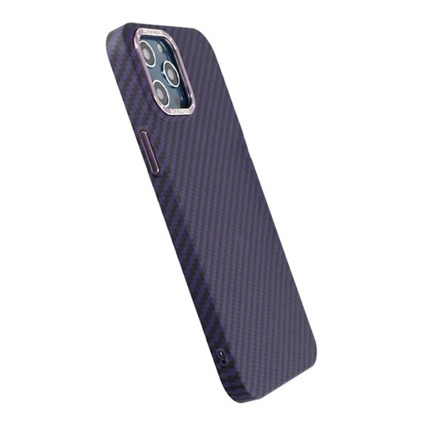 iPhone 12 Pro Max Cover Kulfibermønster Lilla