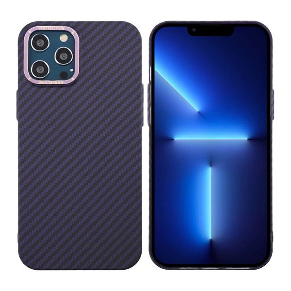 iPhone 12 Pro Max Cover Kulfibermønster Lilla