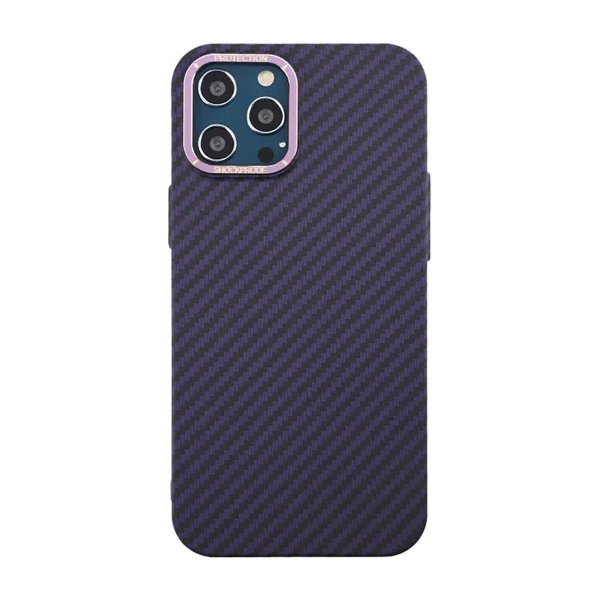 iPhone 12 Pro Max Cover Kulfibermønster Lilla