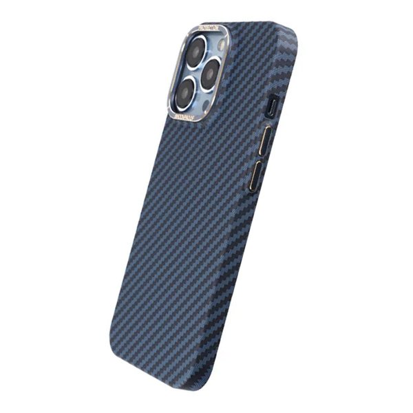 iPhone 13 Pro Cover Kulfibermønster Blå