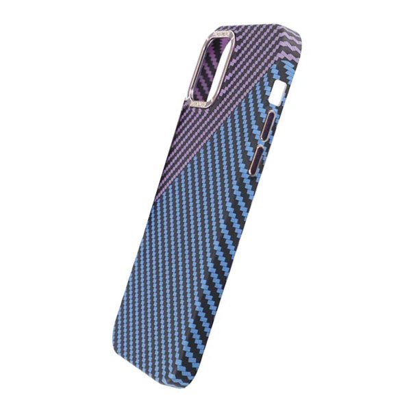 iPhone 13 Pro Cover Kulfiber Mønster Blå Lilla