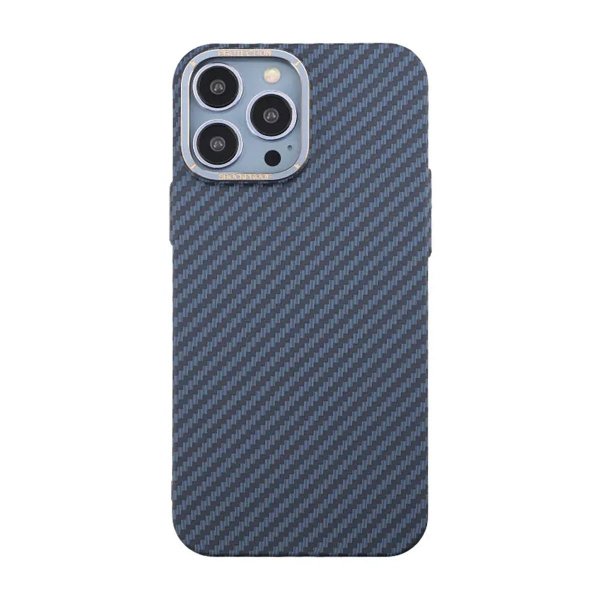 iPhone 13 Pro Max Cover Kulfibermønster Blå