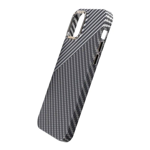 iPhone 13 Pro Max Cover Kulfibermønster Sort Hvid