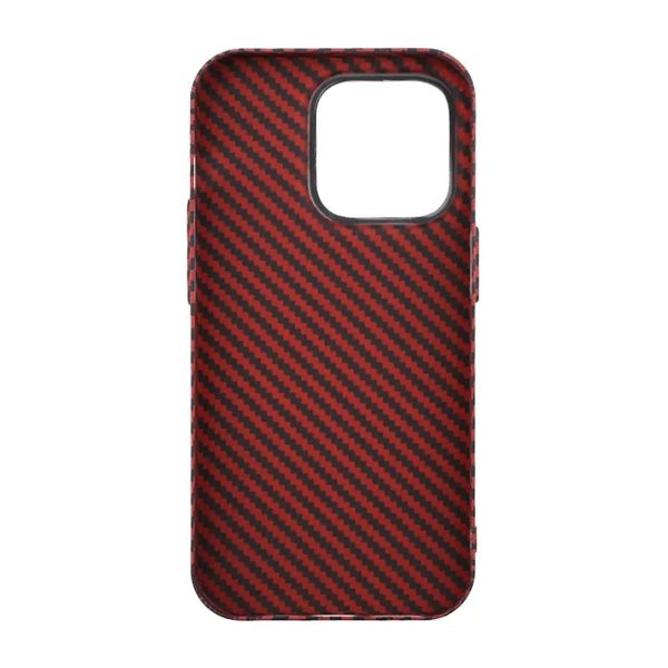 iPhone 13 Pro Cover Kulfibermønster Rød