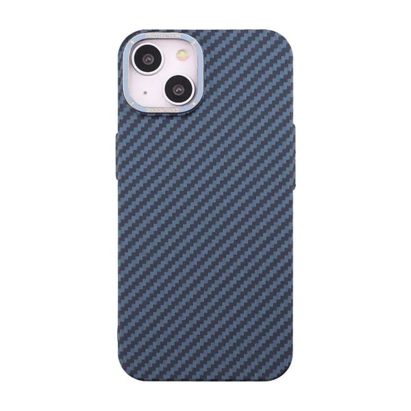 iPhone 14 Cover Kulfibermønster Blå