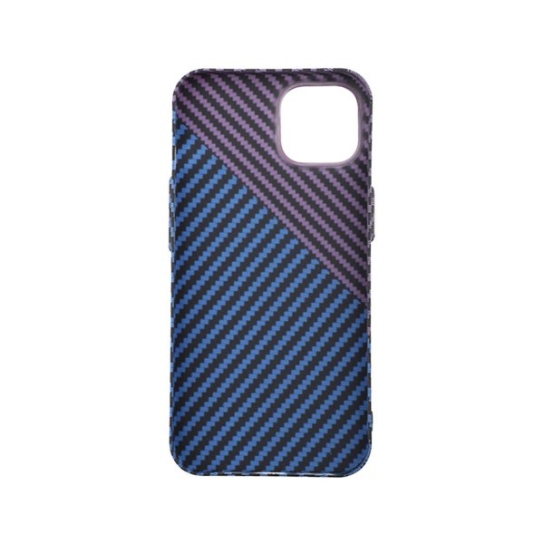 iPhone 14 Cover Kulfibermønster Blå Lilla
