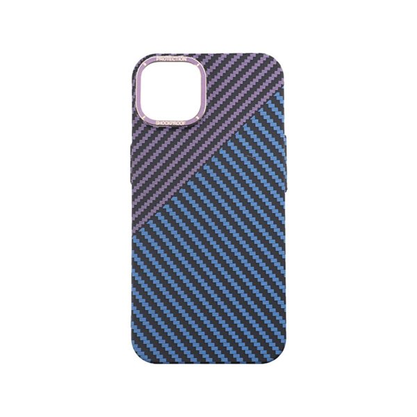 iPhone 14 Cover Kulfibermønster Blå Lilla