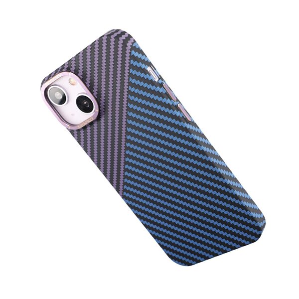 iPhone 14 Plus Cover Kulfibermønster Blå Lilla