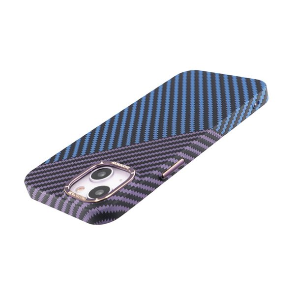 iPhone 14 Plus Cover Kulfibermønster Blå Lilla