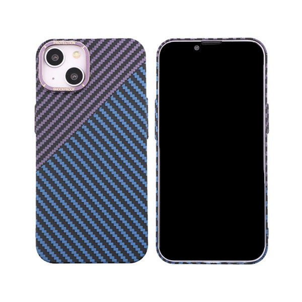 iPhone 14 Plus Cover Kulfibermønster Blå Lilla