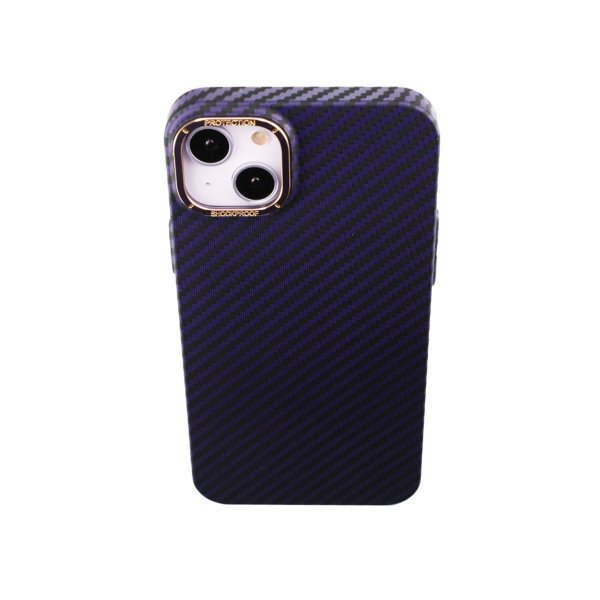 iPhone 14 Plus Cover Kulfiber Mønster Lilla