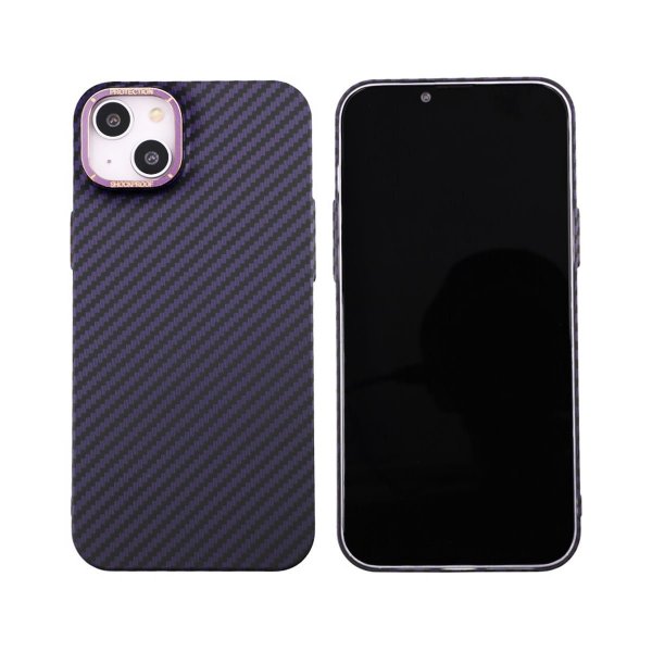 iPhone 14 Plus Cover Kulfiber Mønster Lilla