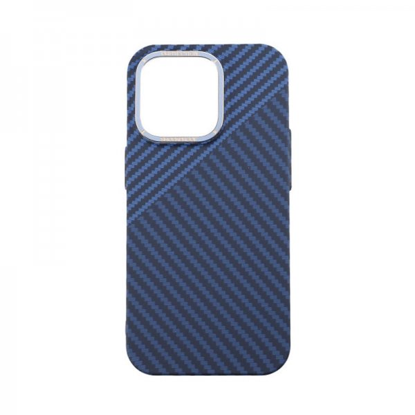 iPhone 14 Pro Cover Kulfibermønster Blå Grå