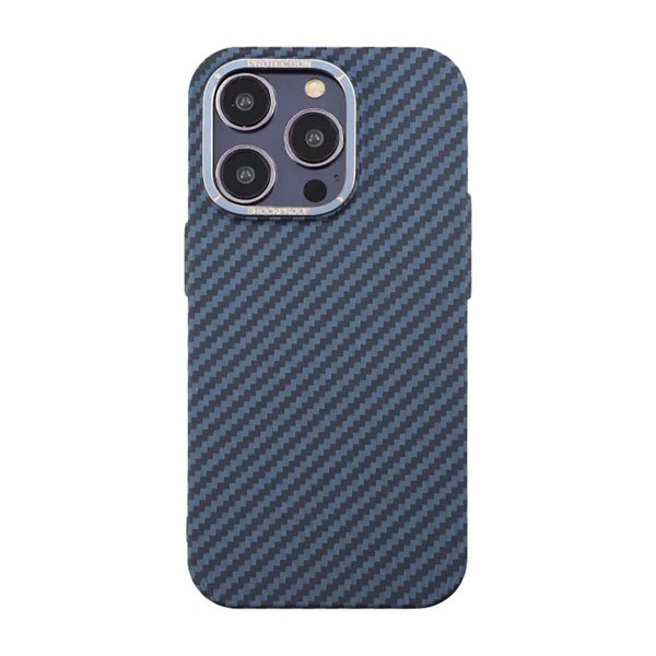 iPhone 14 Pro Cover Kulfibermønster Blå