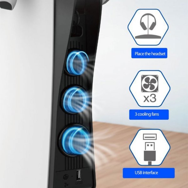 Ipega Topmonteret Opladerstation med Indbygget Blæser til PlayStation 5