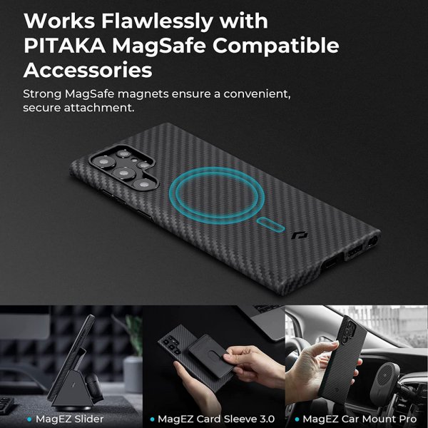 Pitaka Samsung Galaxy S22 Ultra Cover MagEZ Case 2 Sort/Grå Twill