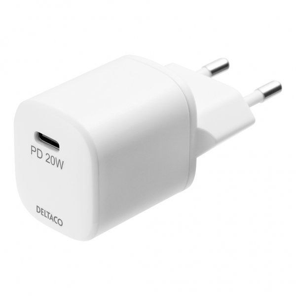 Deltaco Oplader 20W USB-C PD Hvid