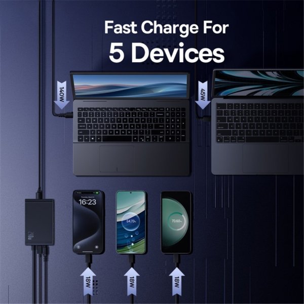 Baseus Oplader 240W Digital GaN Desktop Fast Charger
