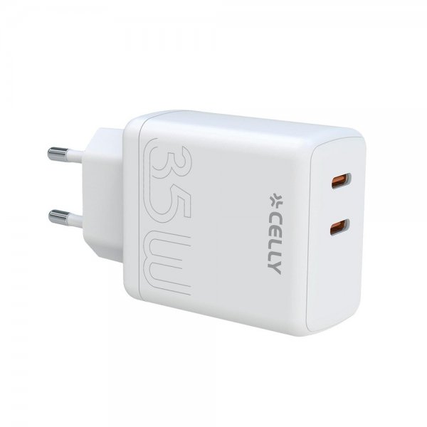 Celly Oplader 2xUSB-C 35W Hvid