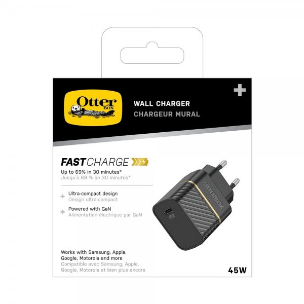 Otterbox Oplader 45W GaN USB-C Fast Charge Vægoplader Sort