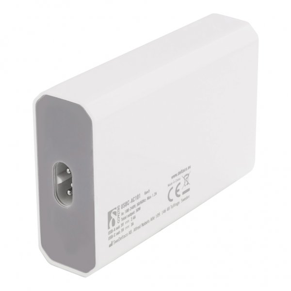 Deltaco Oplader 60W USB-C & 5xUSB-A Hvid