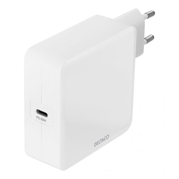 Deltaco Oplader 65W USB-C PD Hvid