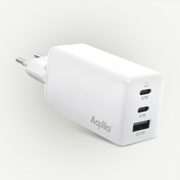 Aqiila Oplader Chargebird W65 GaN 67W Hvid