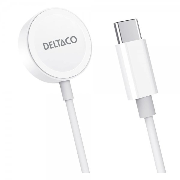 Deltaco Oplader til Apple Watch USB-C 1m Hvid