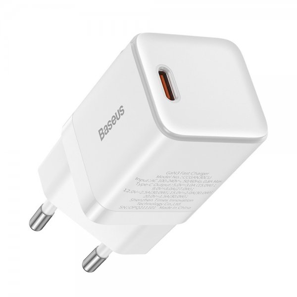 Baseus Oplader GaN3 Fast Charger 30W Hvid