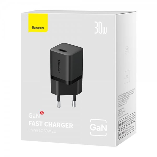 Baseus Oplader GaN5 Fast Charger Mini 30W Sort