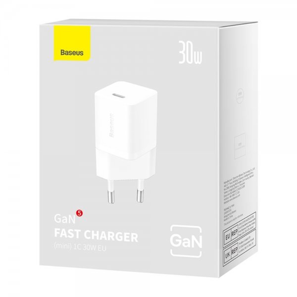 Baseus Oplader GaN5 Fast Charger Mini 30W Hvid