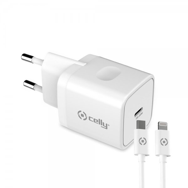 Celly Oplader med Lightning-kabel TC1C20WLIGHT 20W Hvid