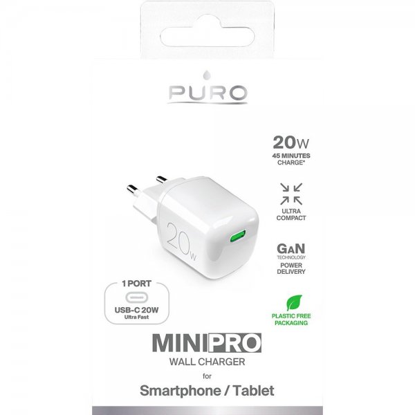 Puro Oplader MiniPro GaN USB-C 20W Hvid