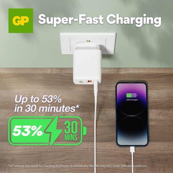 GP Oplader PD 20W USB-A + USB-C