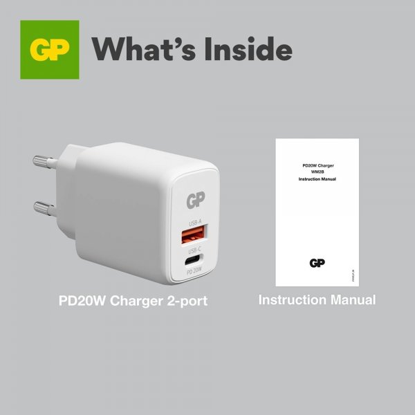 GP Oplader PD 20W USB-A + USB-C