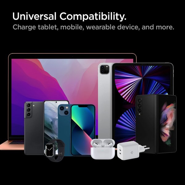 Spigen Oplader PowerArc ArcStation Pro GaN Dual Port 65W Hvid