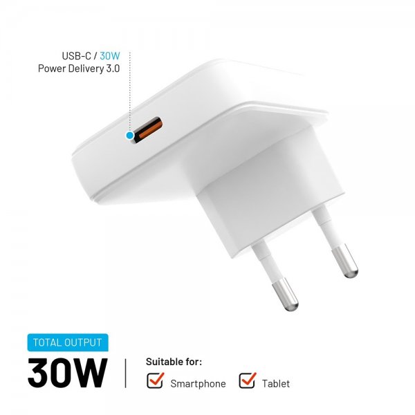 Fixed Oplader Slim GaN 30W 1xUSB-C