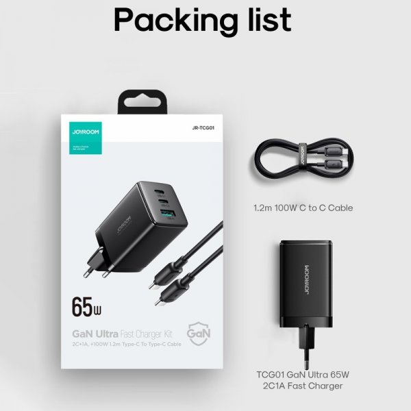 Joyroom Oplader TCG01 65W med USB-C Kabel