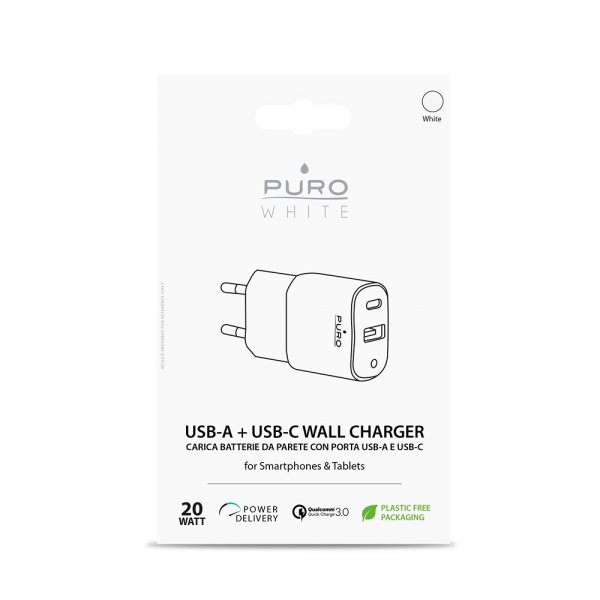 Puro Oplader USB-A + USB-C Vægoplader 20W
