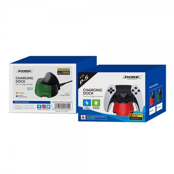 Dobe Opladningsdocke til PlayStation 5 Controller Rød