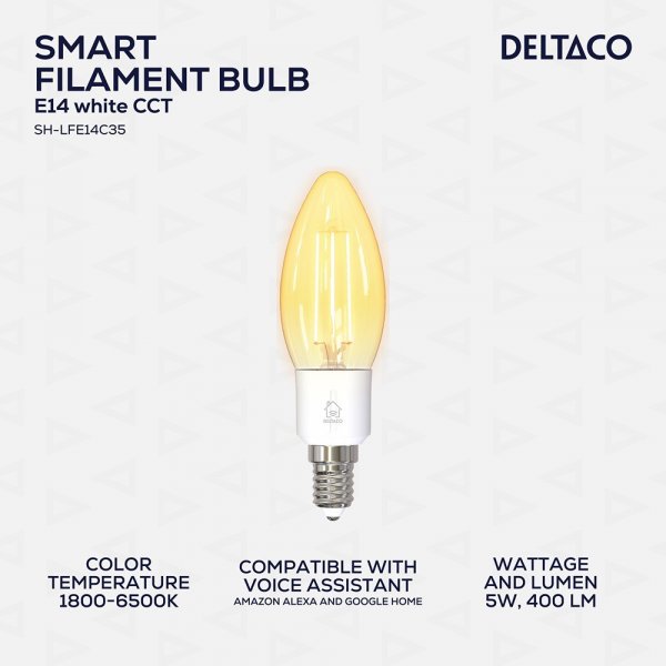 Deltaco Smart Home LED-pære Filament E14 WiFi 4.5W