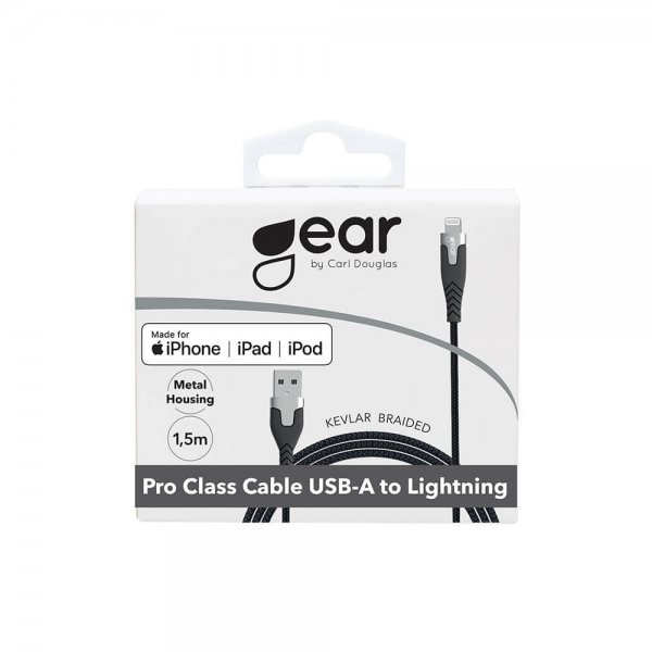 Gear Lightning Kabel Kevlar 1.5 meter Sort