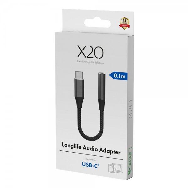 X2O Lydadapter USB-C til 3.5mm AUX 0.1m Sort