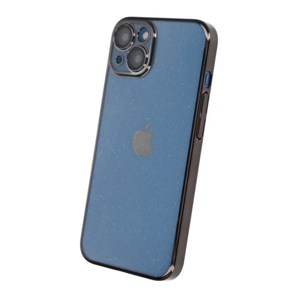 iPhone 13 Cover Glitter Transparent Stødsikkert Sort