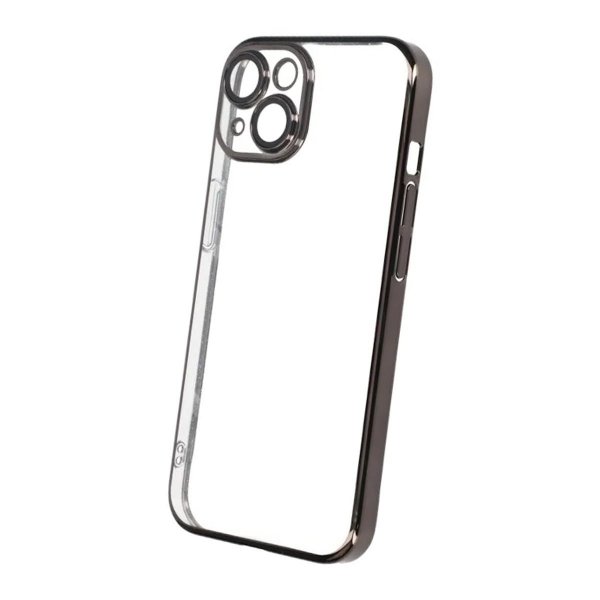 iPhone 15 Cover Glitter Transparent Stødsikkert Sort