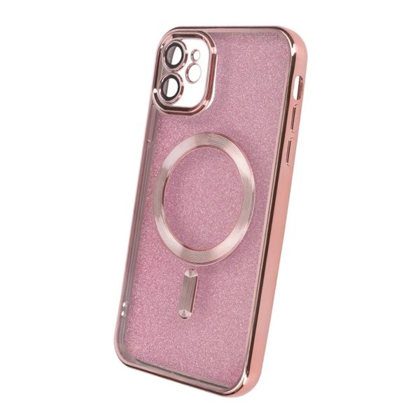 iPhone 11 Cover Glitter Transparent MagSafe Rosa